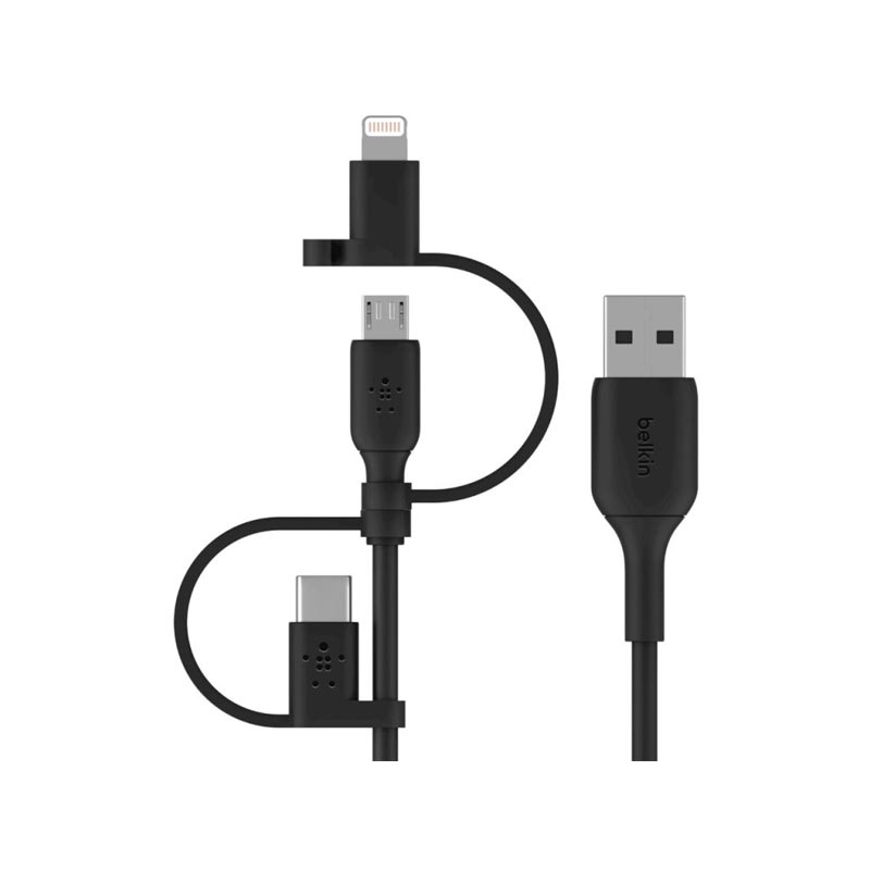 کابل USB به microUSB/USB-C/لایتنینگ بلکین مدل CAC001bt1M طول 1 متر