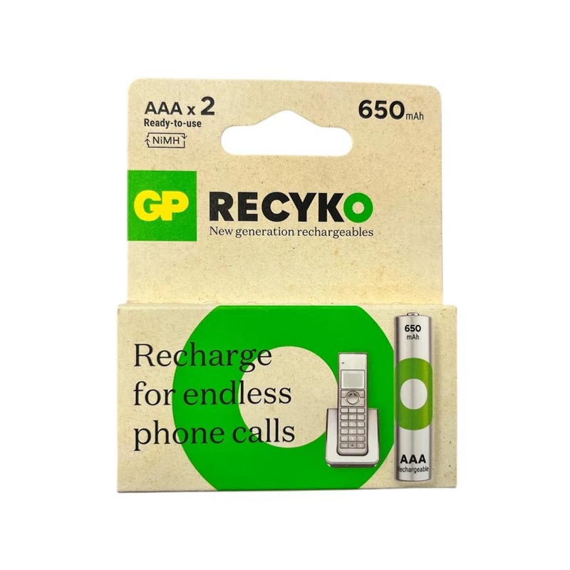 باتری نیم قلمی قابل شارژ جی پی مدل ER- 650mAh بسته 2 عددی