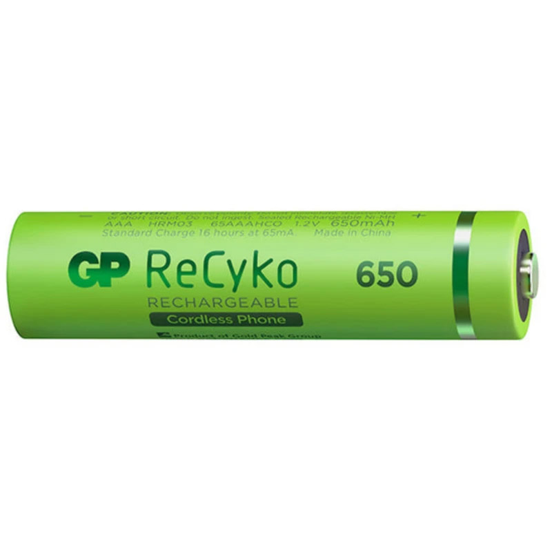باتری نیم قلمی قابل شارژ جی پی مدل Recyko 650 بسته 2 عددی